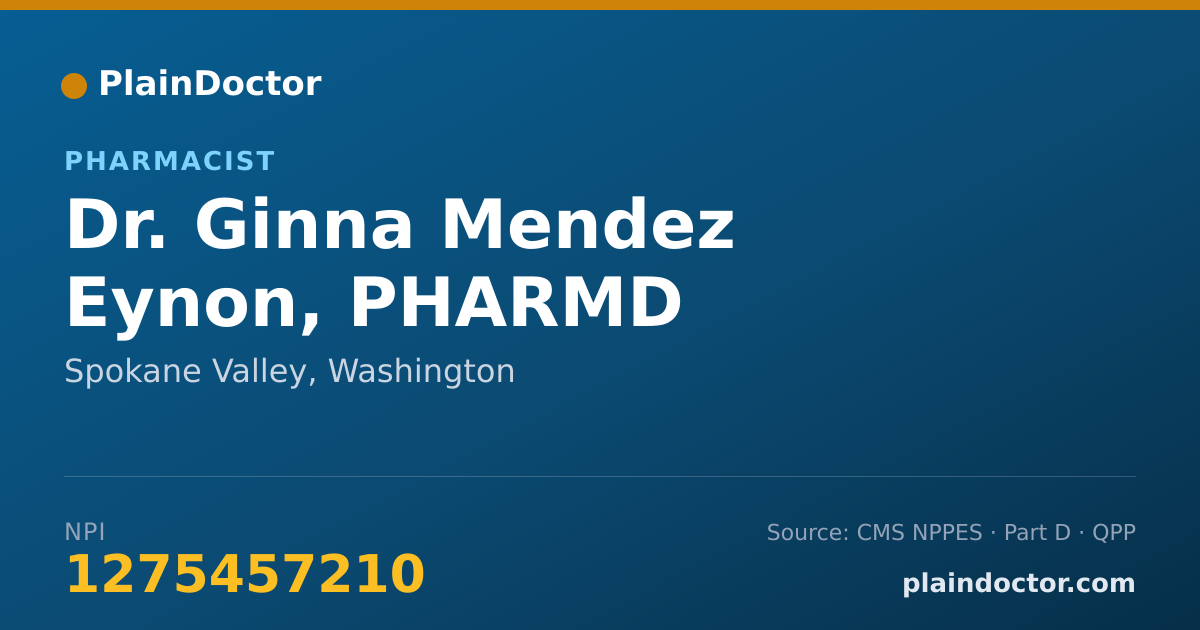 Shareable card for Ginna Mendez Eynon, PHARMD - Pharmacist, Spokane Valley, WA