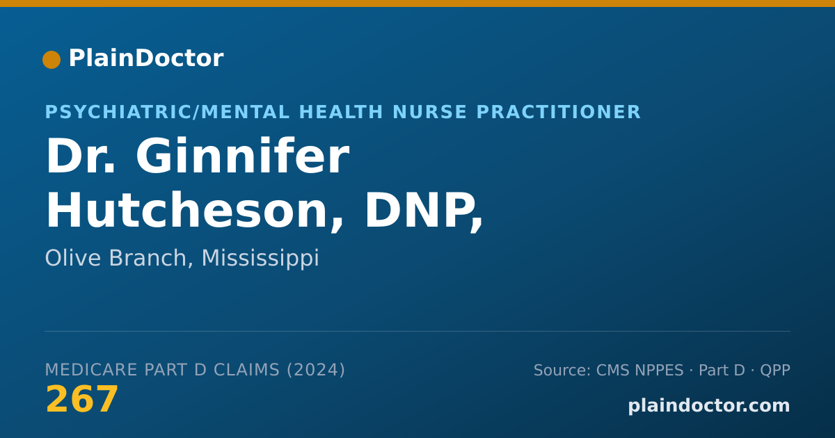 Shareable card for Ginnifer Hutcheson, DNP, PMHNP-BC - Psychiatric/Mental Health Nurse Practitioner, Olive Branch, MS
