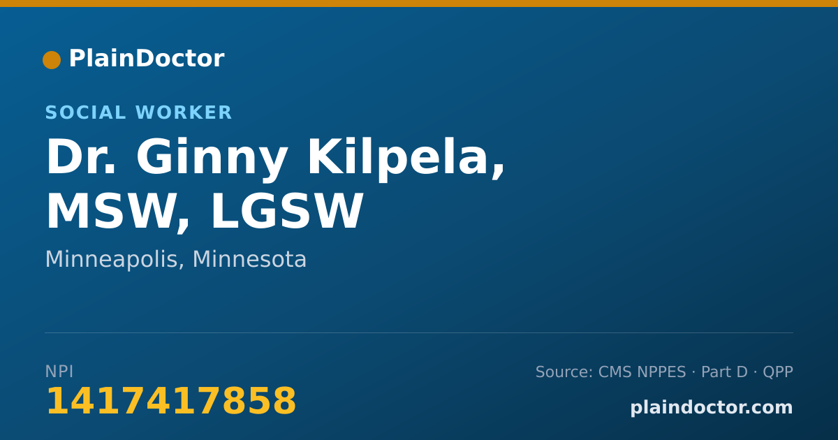 Shareable card for Ginny Kilpela, MSW, LGSW - Social Worker, Minneapolis, MN