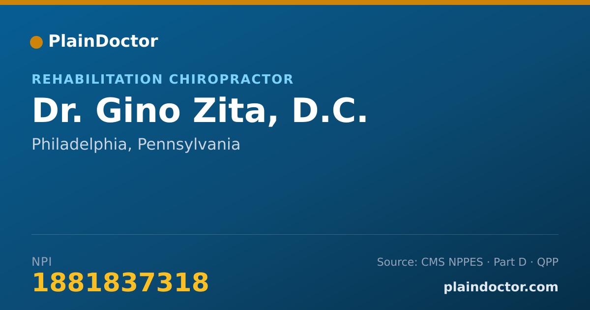 Shareable card for Gino Zita, D.C. - Rehabilitation Chiropractor, Philadelphia, PA