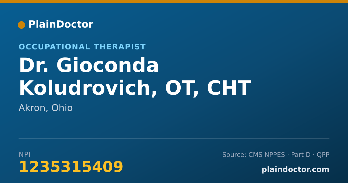 Shareable card for Gioconda Koludrovich, OT, CHT - Occupational Therapist, Akron, OH