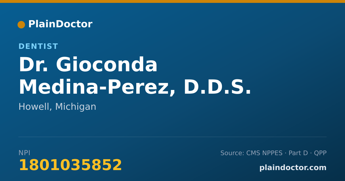 Shareable card for Gioconda Medina-Perez, D.D.S. - Dentist, Howell, MI