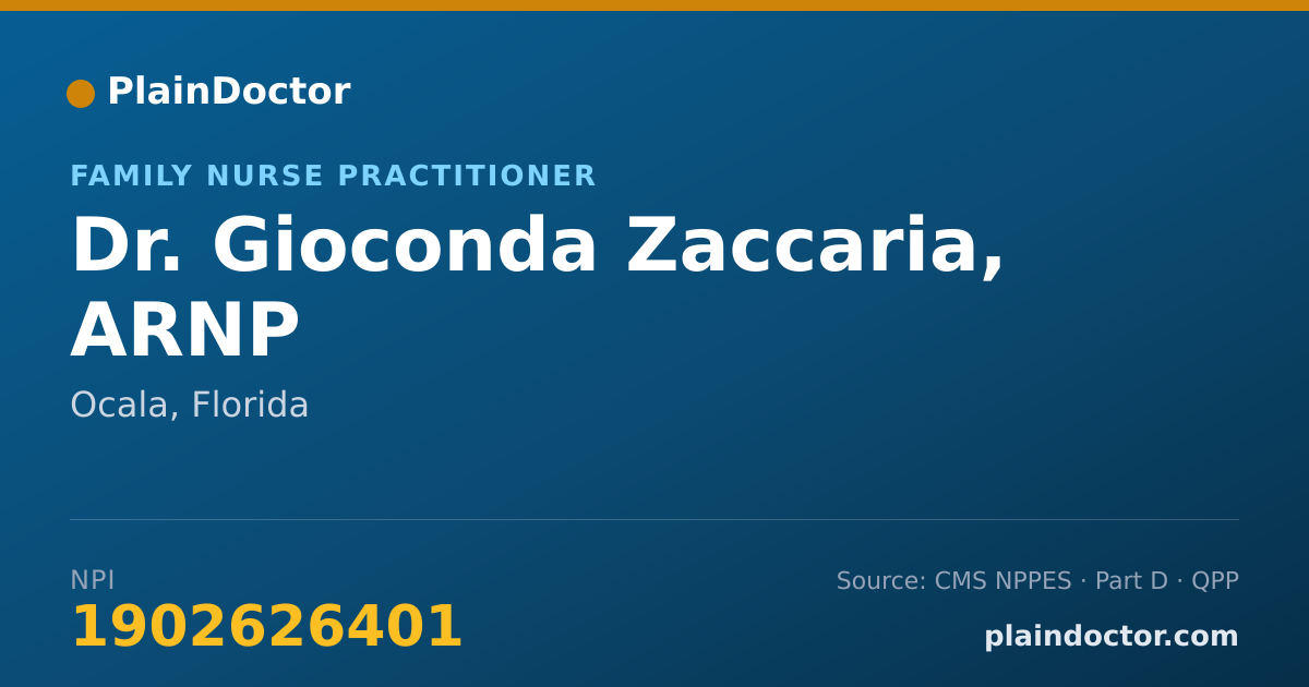 Shareable card for Gioconda Zaccaria, ARNP - Family Nurse Practitioner, Ocala, FL