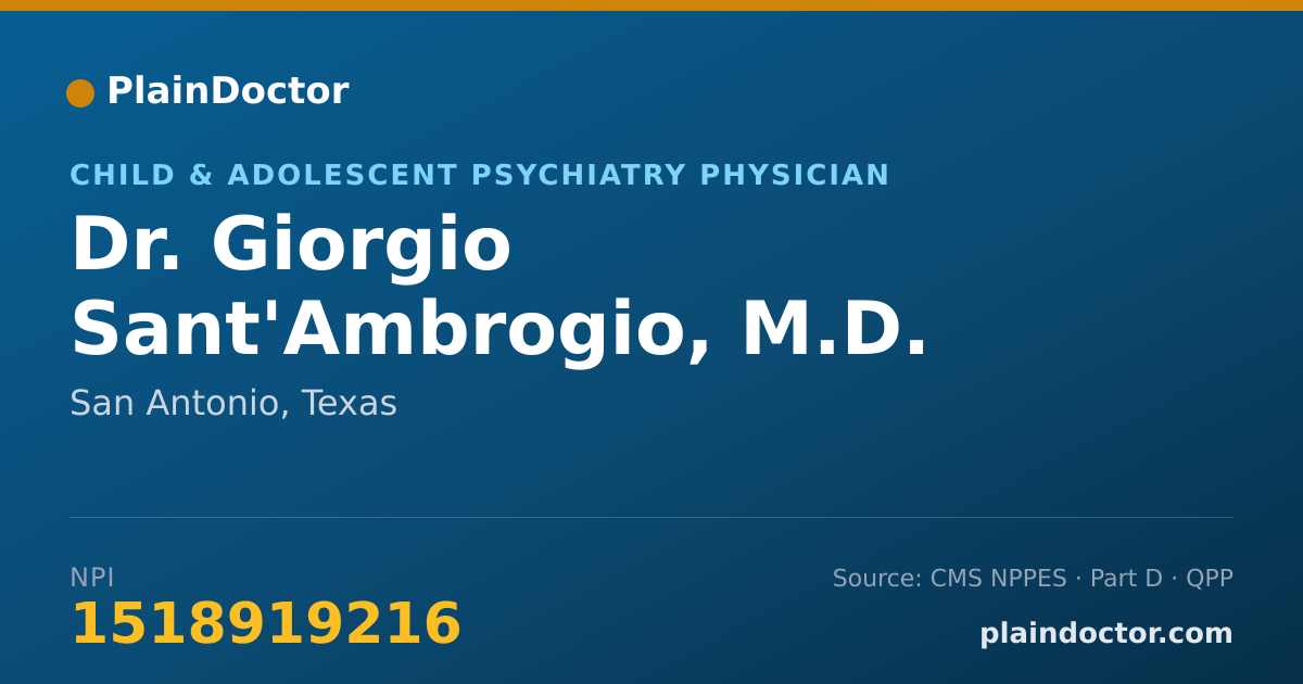 Shareable card for Giorgio Sant'Ambrogio, M.D. - Child & Adolescent Psychiatry Physician, San Antonio, TX