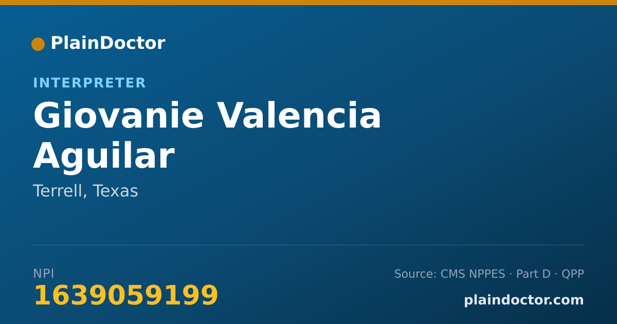 Shareable card for Giovanie Valencia Aguilar - Interpreter, Terrell, TX