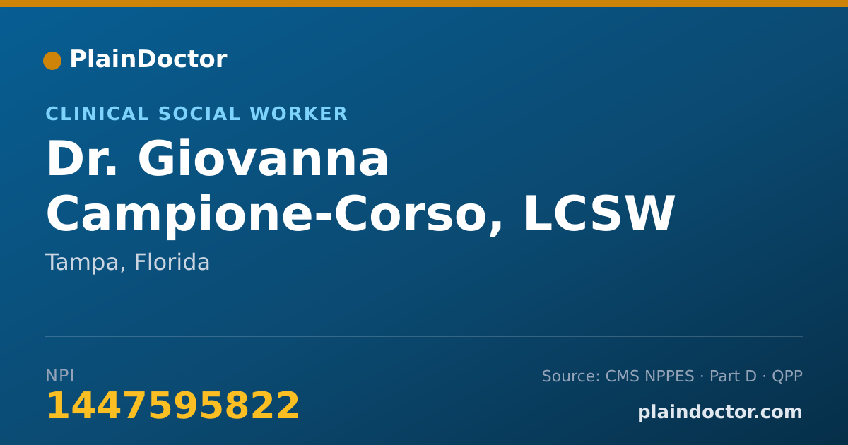 Shareable card for Giovanna Campione-Corso, LCSW - Clinical Social Worker, Tampa, FL