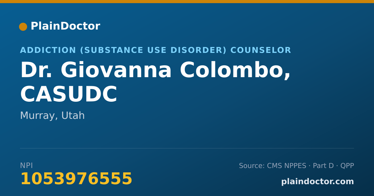 Shareable card for Giovanna Colombo, CASUDC - Addiction (Substance Use Disorder) Counselor, Murray, UT