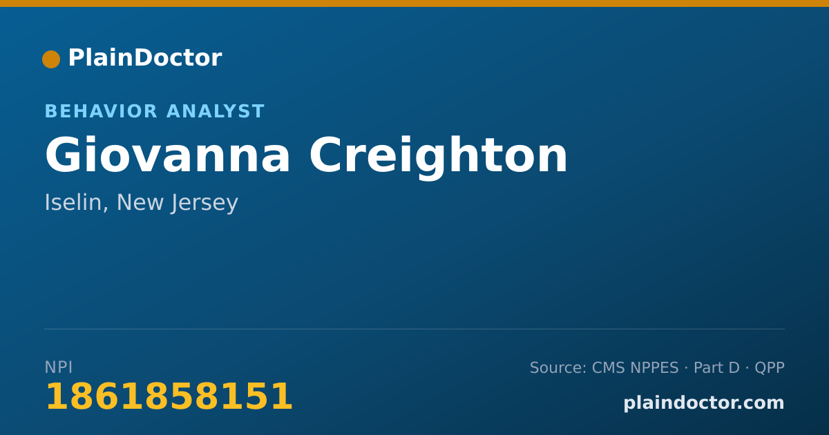 Shareable card for Giovanna Creighton - Behavior Analyst, Iselin, NJ