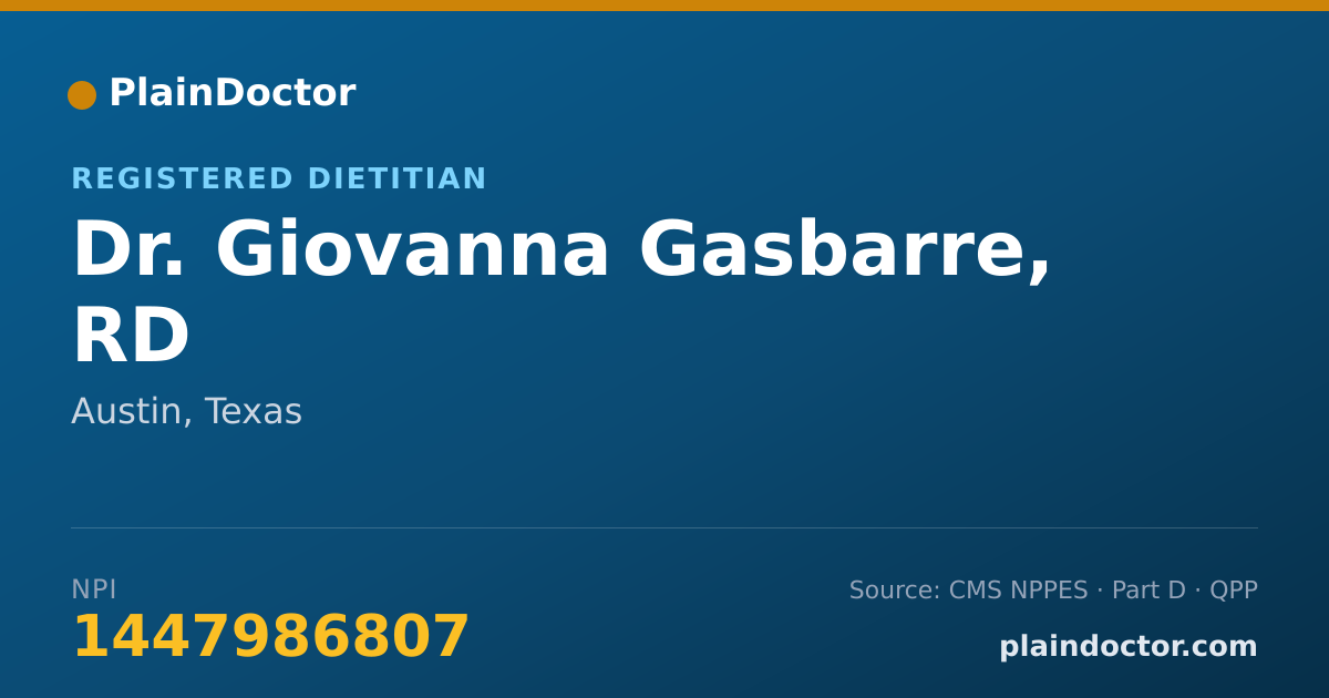 Shareable card for Giovanna Gasbarre, RD - Registered Dietitian, Austin, TX