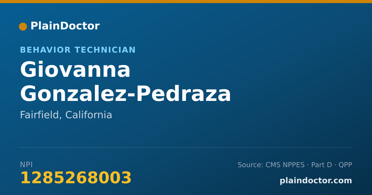 Shareable card for Giovanna Gonzalez-Pedraza - Behavior Technician, Fairfield, CA