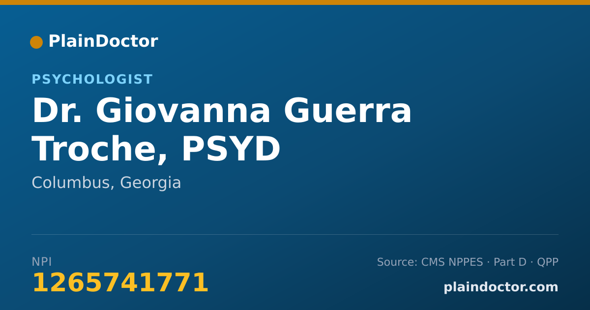 Shareable card for Giovanna Guerra Troche, PSYD - Psychologist, Columbus, GA