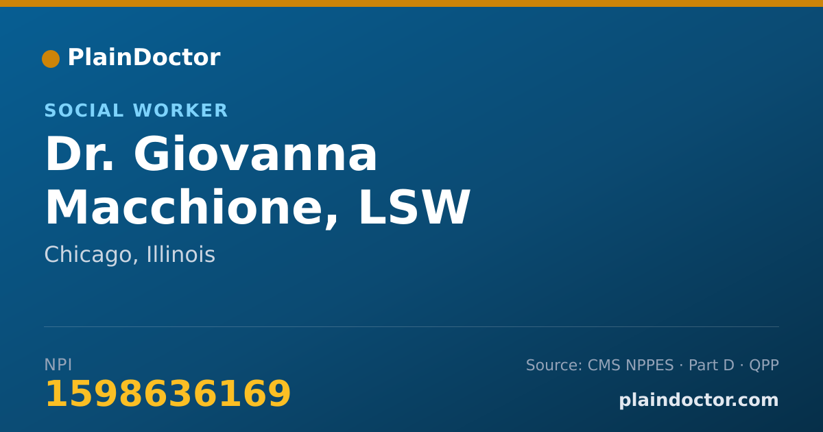 Shareable card for Giovanna Macchione, LSW - Social Worker, Chicago, IL