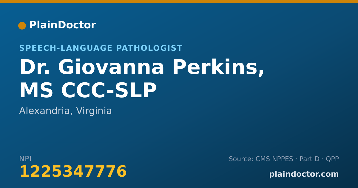 Shareable card for Giovanna Perkins, MS CCC-SLP - Speech-Language Pathologist, Alexandria, VA
