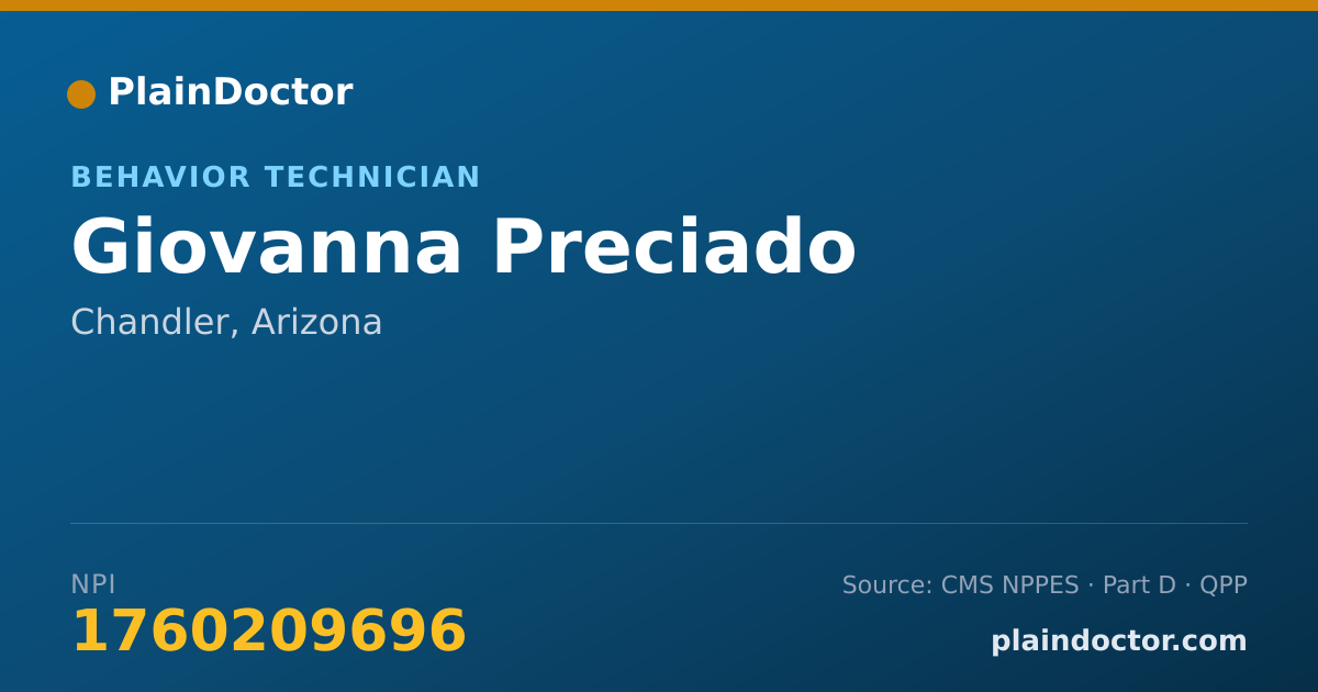 Shareable card for Giovanna Preciado - Behavior Technician, Chandler, AZ