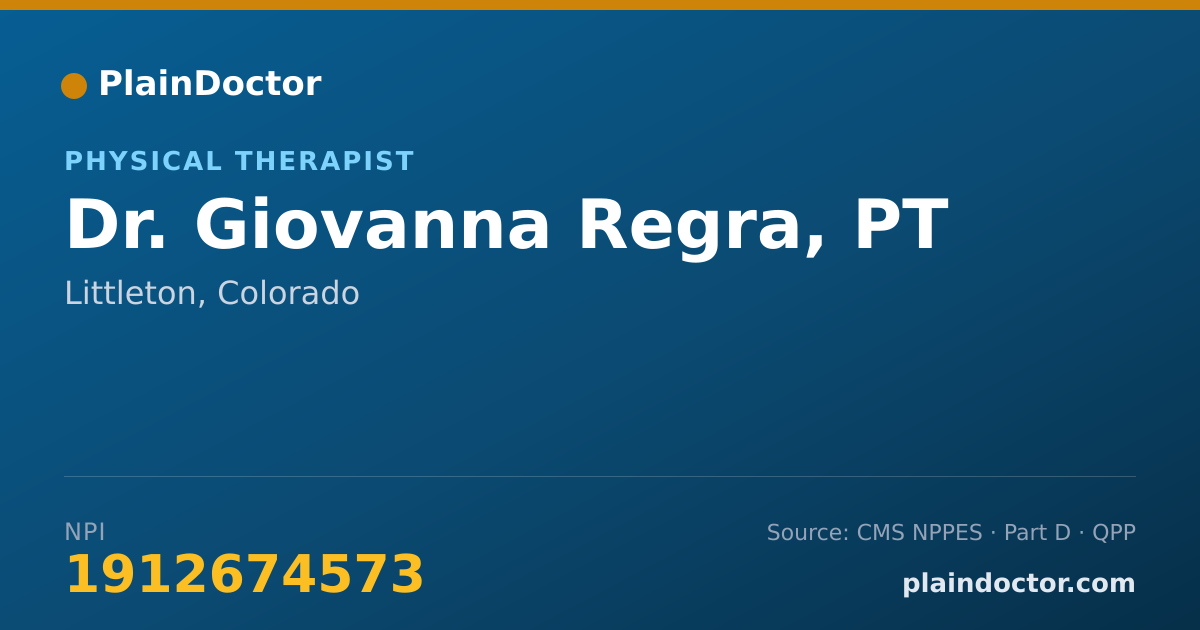 Shareable card for Giovanna Regra, PT - Physical Therapist, Littleton, CO