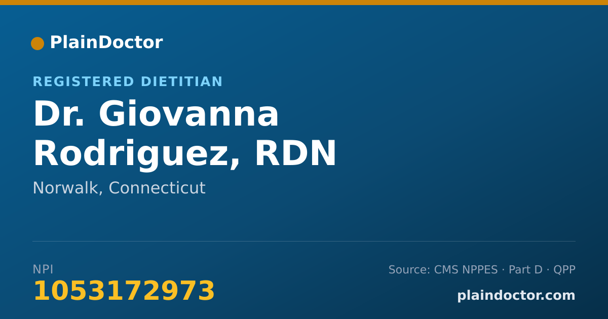 Shareable card for Giovanna Rodriguez, RDN - Registered Dietitian, Norwalk, CT