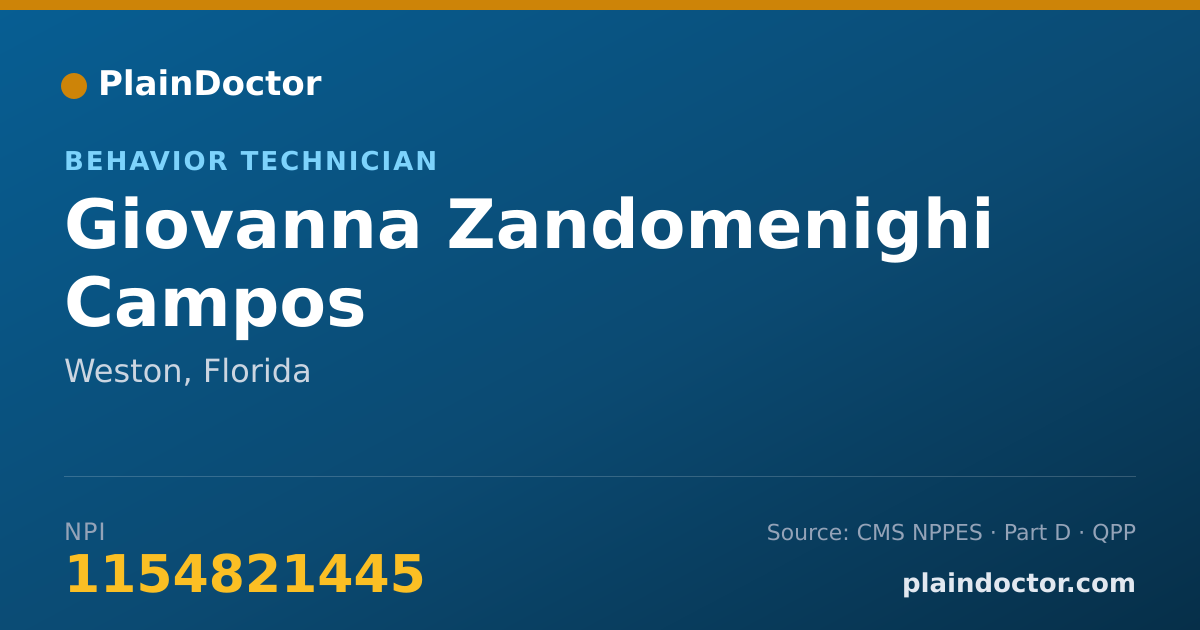 Shareable card for Giovanna Zandomenighi Campos - Behavior Technician, Weston, FL