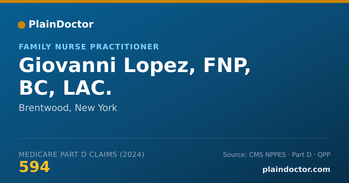 Shareable card for Giovanni Lopez, FNP, BC, LAC. - Family Nurse Practitioner, Brentwood, NY