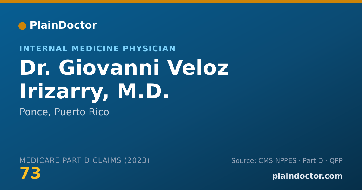 Shareable card for Giovanni Veloz Irizarry, M.D. - Internal Medicine Physician, Ponce, PR
