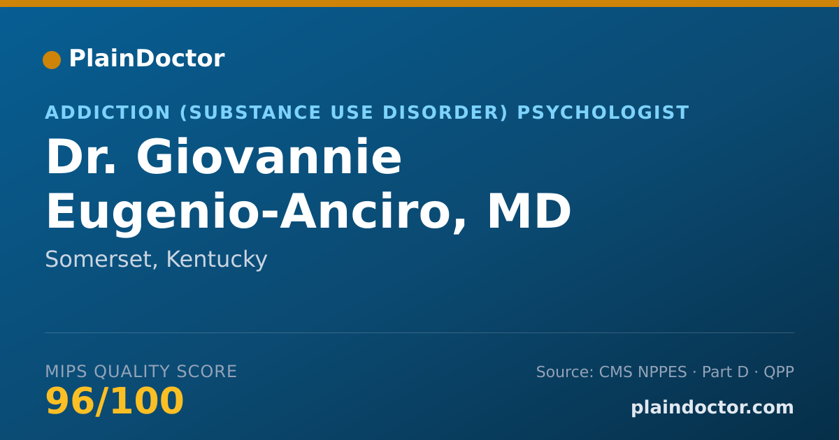 Shareable card for Giovannie Eugenio-Anciro, MD - Addiction (Substance Use Disorder) Psychologist, Somerset, KY