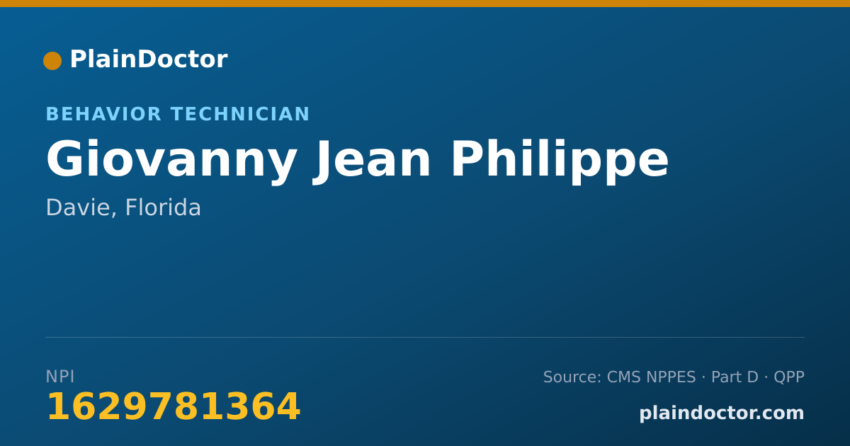 Shareable card for Giovanny Jean Philippe - Behavior Technician, Davie, FL