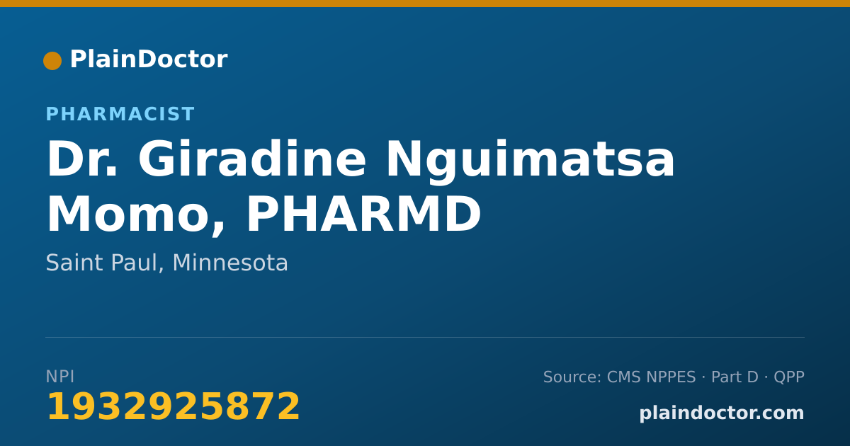 Shareable card for Giradine Nguimatsa Momo, PHARMD - Pharmacist, Saint Paul, MN