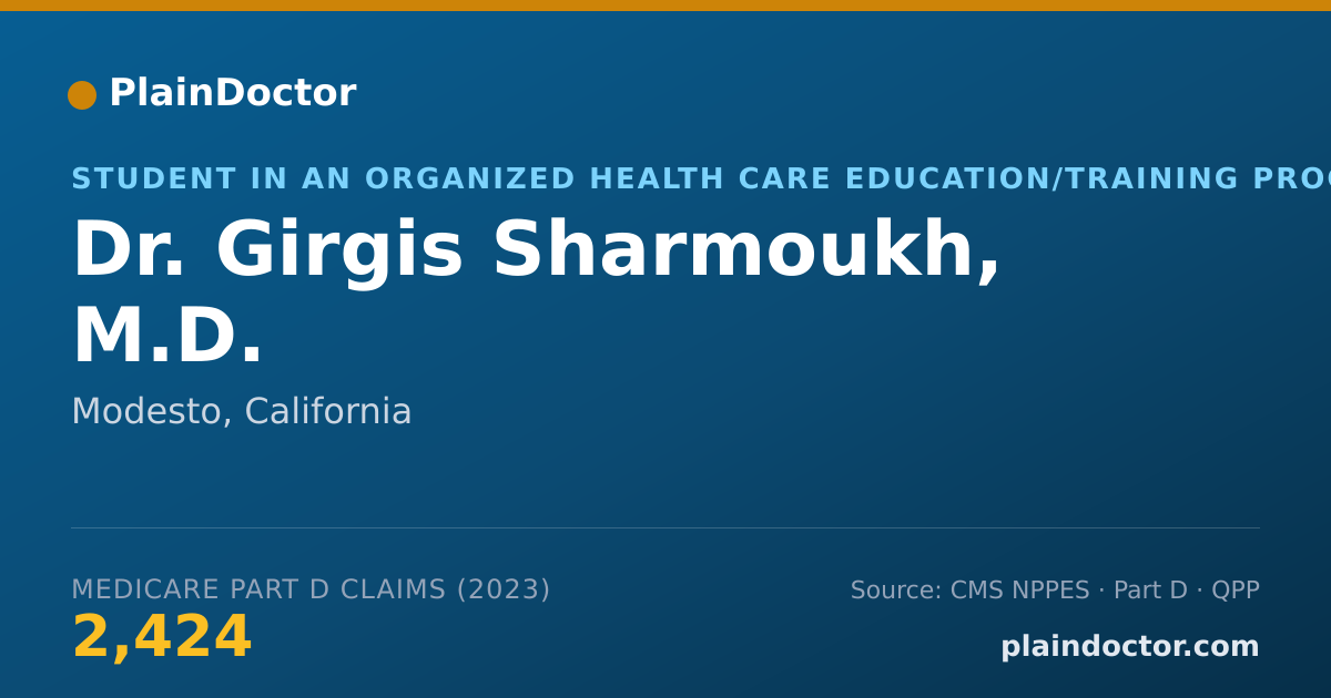 Shareable card for Girgis Sharmoukh, M.D. - Student in an Organized Health Care Education/Training Program, Modesto, CA