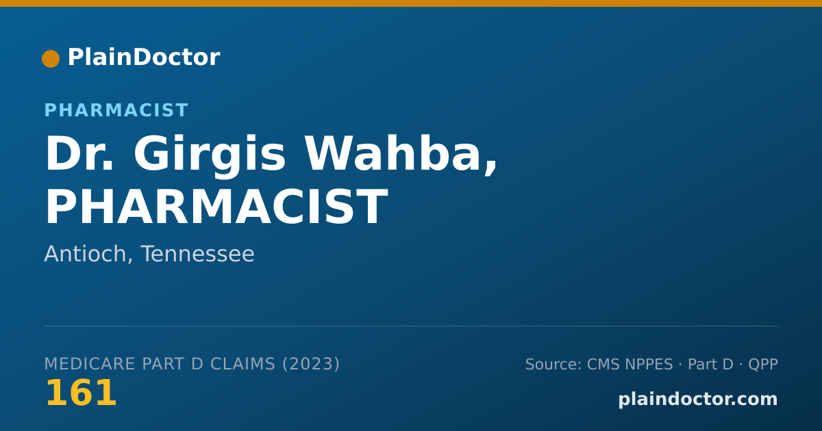 Shareable card for Girgis Wahba, PHARMACIST - Pharmacist, Antioch, TN