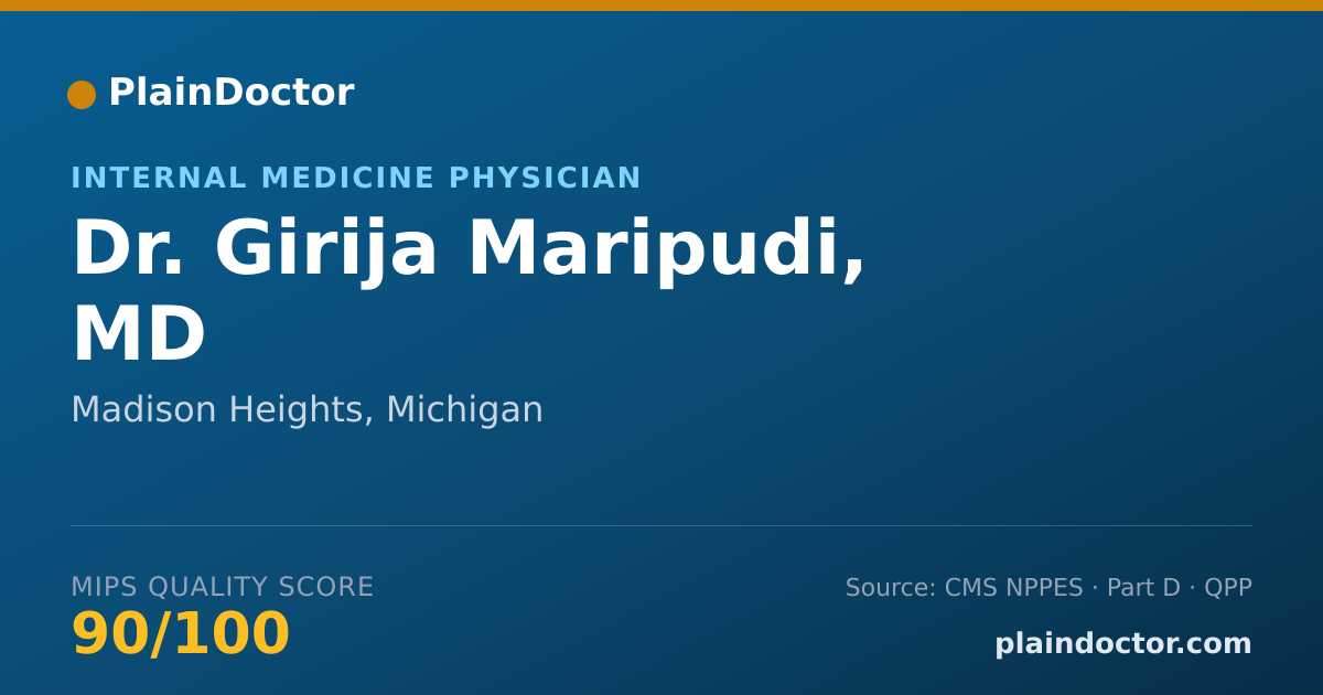 Shareable card for Girija Maripudi, MD - Internal Medicine Physician, Madison Heights, MI