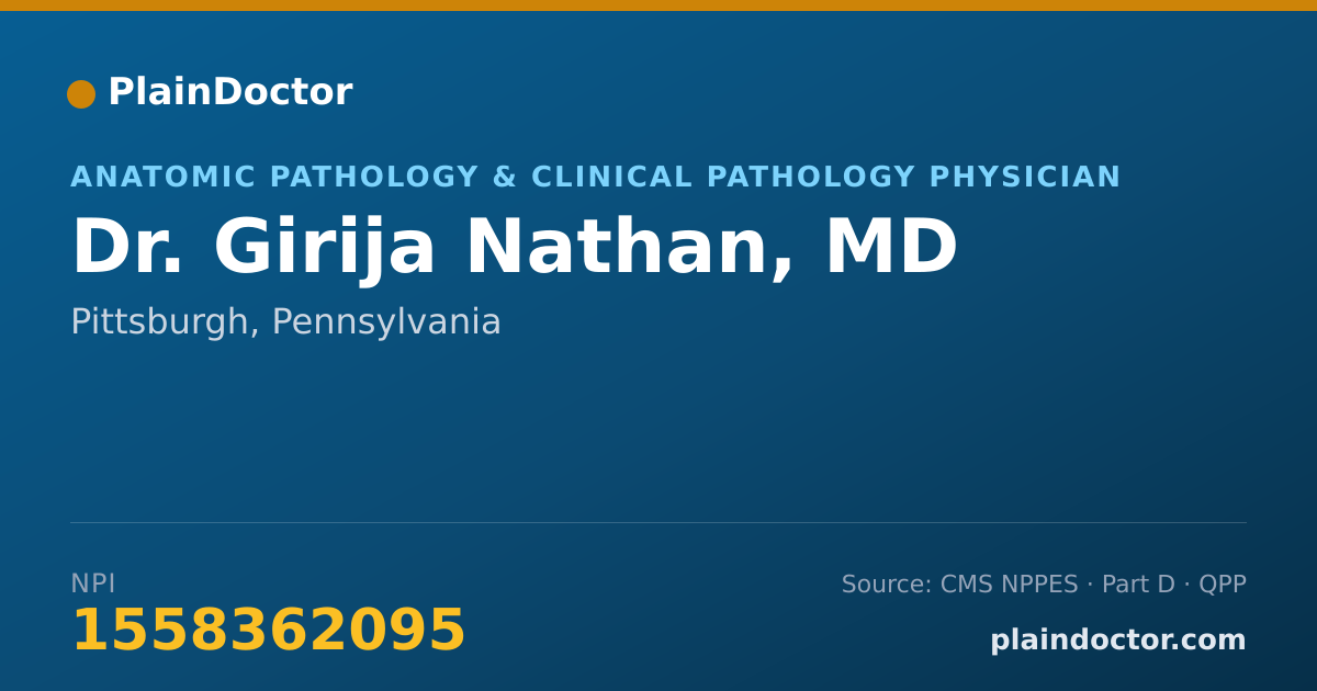 Shareable card for Girija Nathan, MD - Anatomic Pathology & Clinical Pathology Physician, Pittsburgh, PA