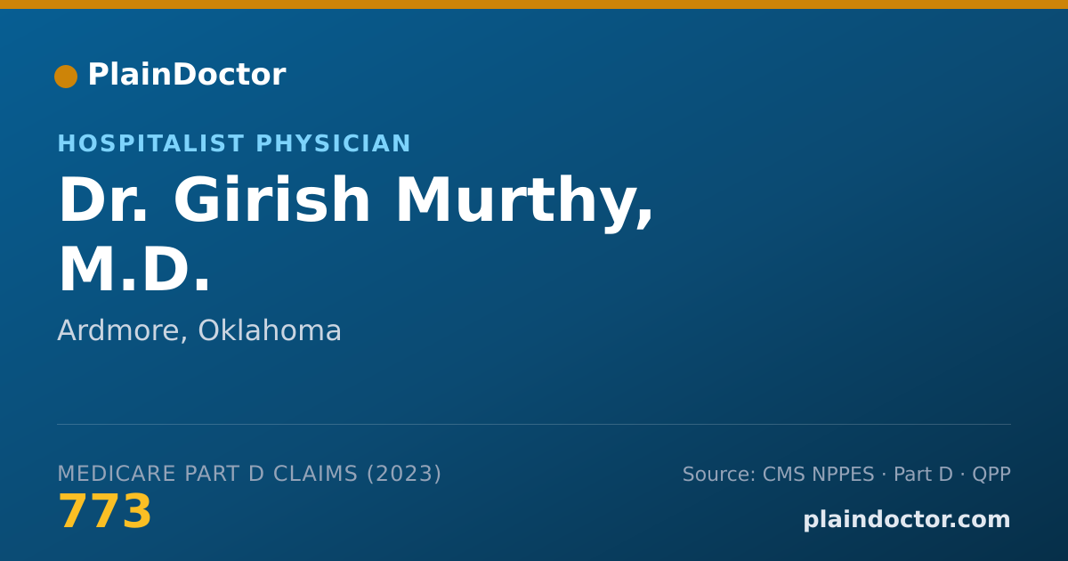 Shareable card for Girish Murthy, M.D. - Hospitalist Physician, Ardmore, OK
