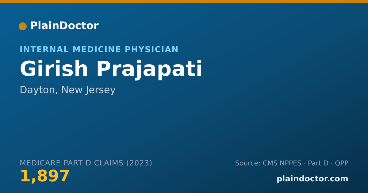 Shareable card for Girish Prajapati - Internal Medicine Physician, Dayton, NJ