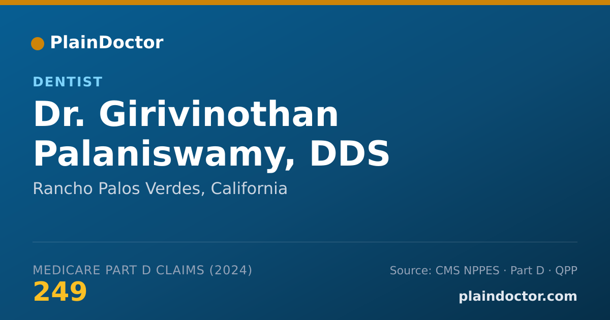 Shareable card for Girivinothan Palaniswamy, DDS - Dentist, Rancho Palos Verdes, CA