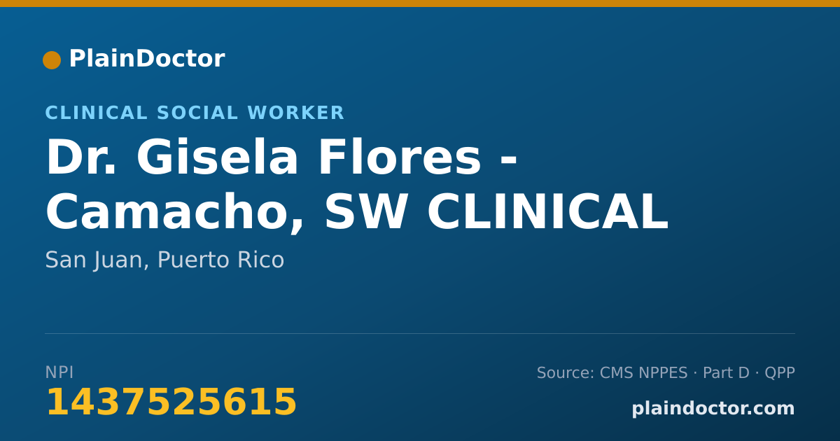 Shareable card for Gisela Flores - Camacho, SW  CLINICAL - Clinical Social Worker, San Juan, PR