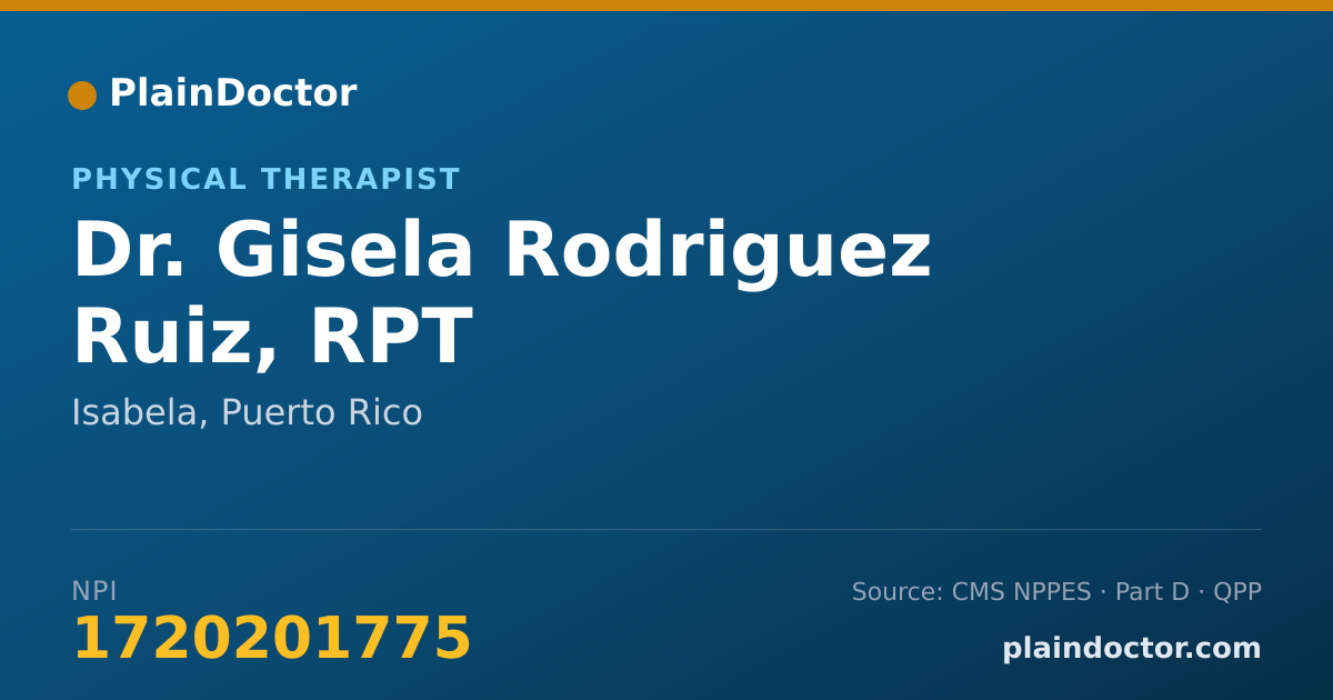 Shareable card for Gisela Rodriguez Ruiz, RPT - Physical Therapist, Isabela, PR
