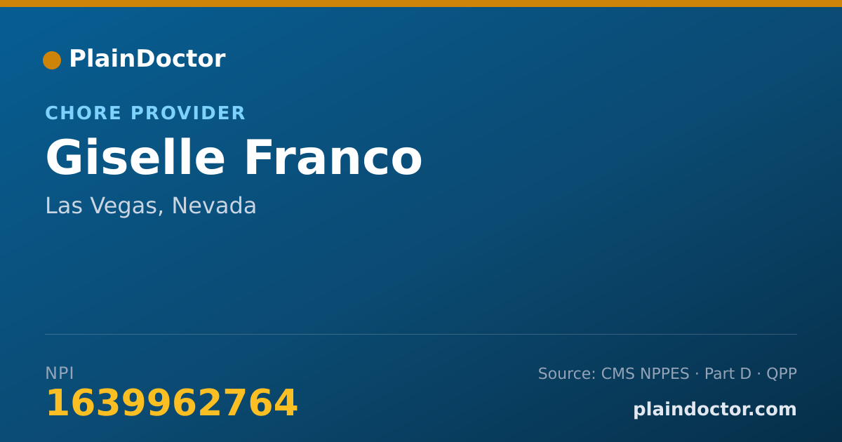 Shareable card for Giselle Franco - Chore Provider, Las Vegas, NV
