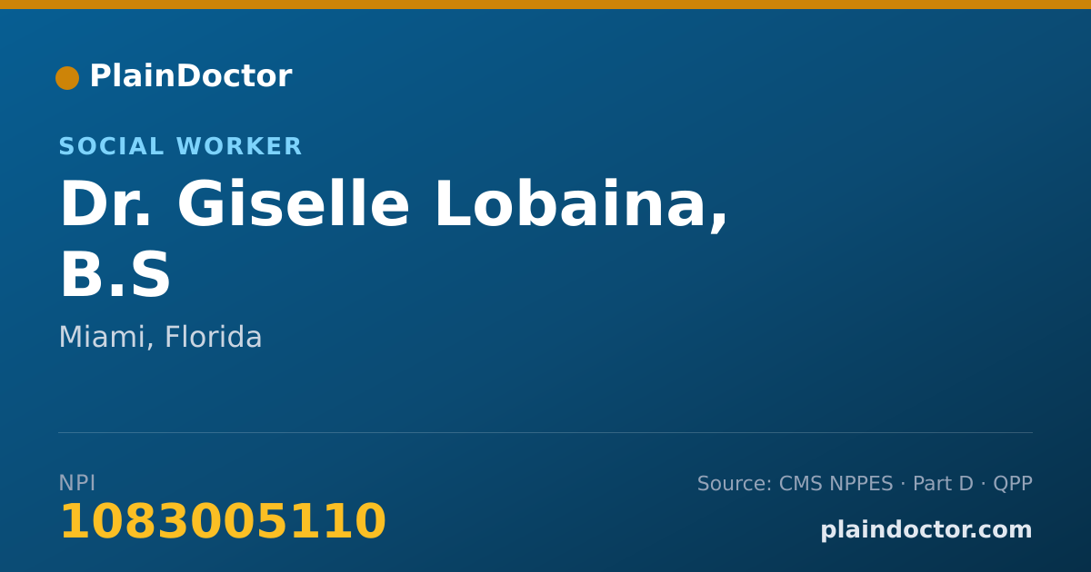 Shareable card for Giselle Lobaina, B.S - Social Worker, Miami, FL