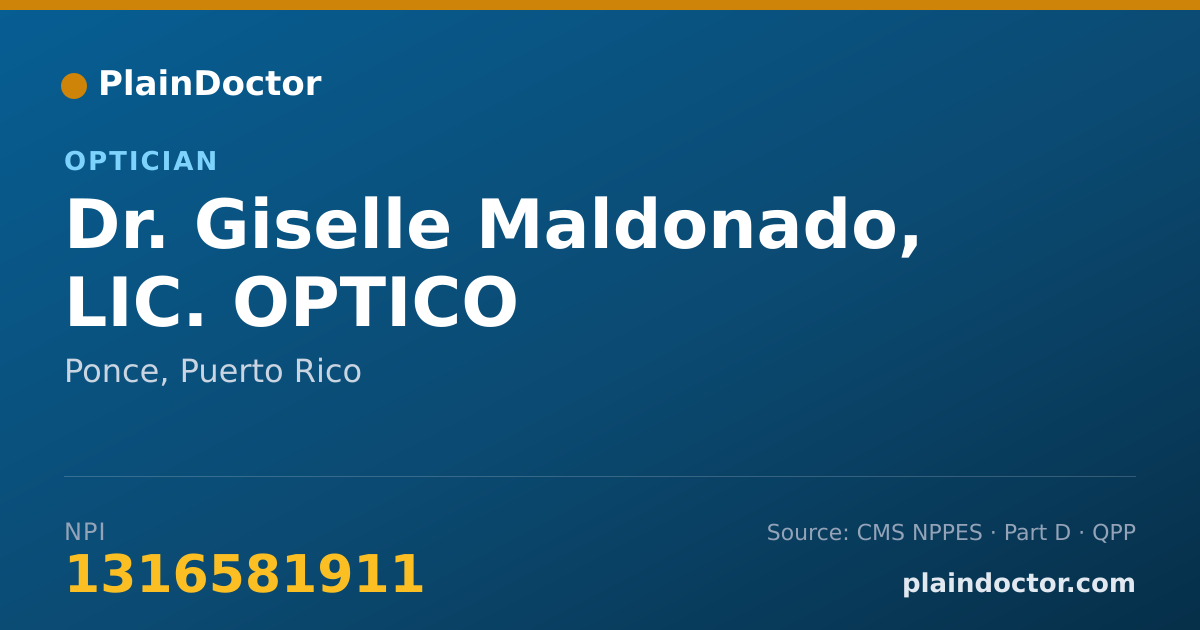 Shareable card for Giselle Maldonado, LIC. OPTICO - Optician, Ponce, PR