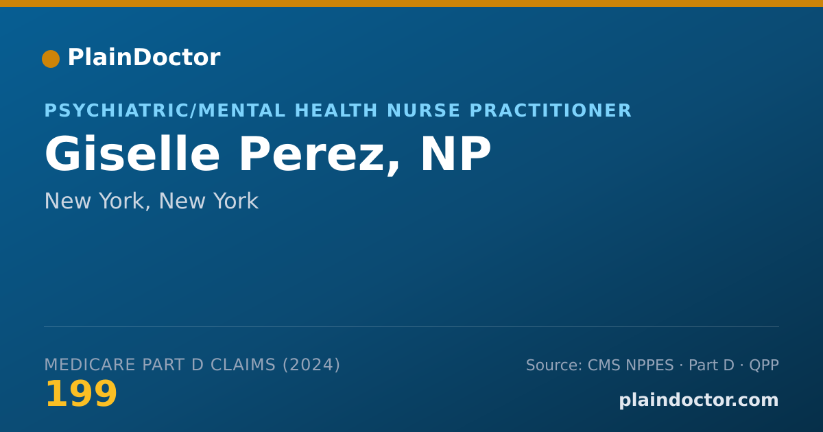 Shareable card for Giselle Perez, NP - Psychiatric/Mental Health Nurse Practitioner, New York, NY