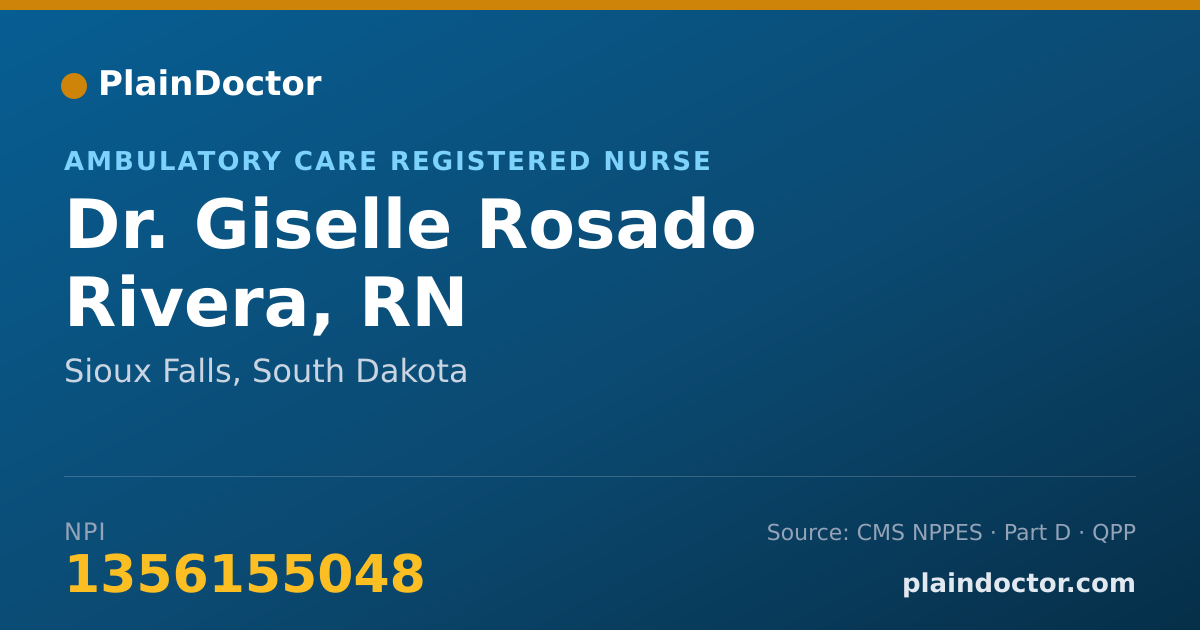Shareable card for Giselle Rosado Rivera, RN - Ambulatory Care Registered Nurse, Sioux Falls, SD