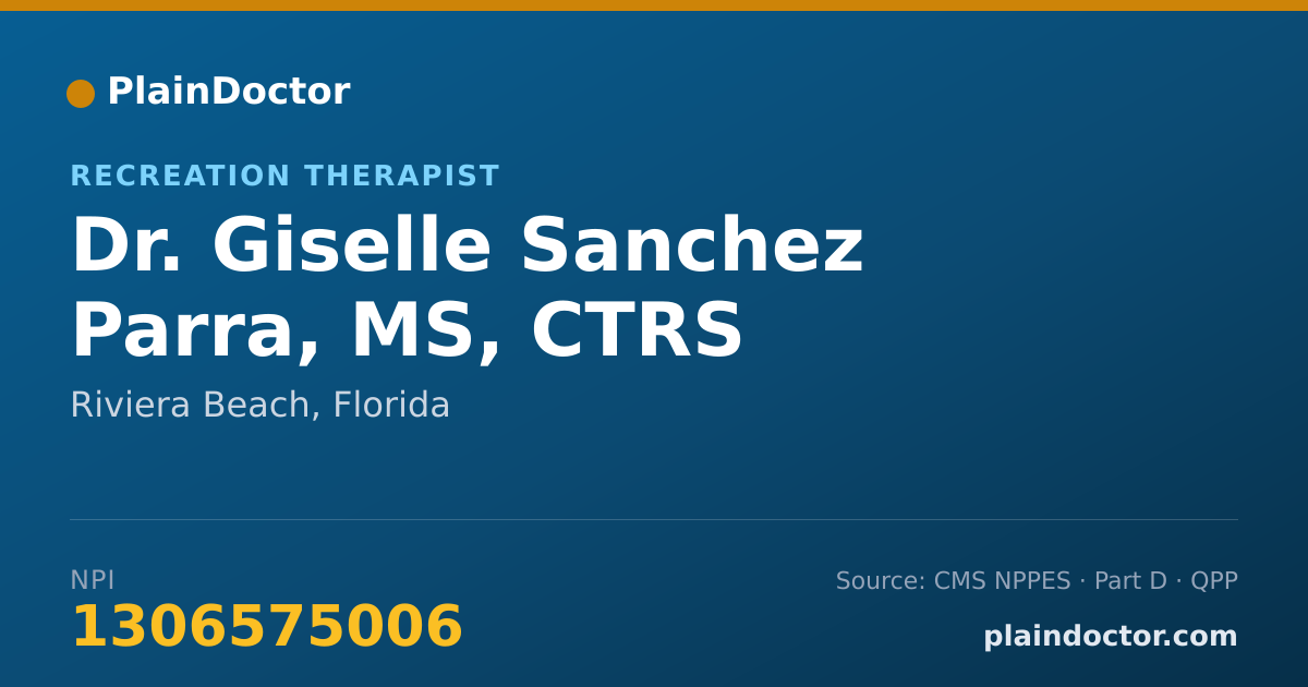 Shareable card for Giselle Sanchez Parra, MS, CTRS - Recreation Therapist, Riviera Beach, FL