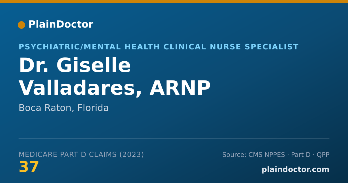 Shareable card for Giselle Valladares, ARNP - Psychiatric/Mental Health Clinical Nurse Specialist, Boca Raton, FL
