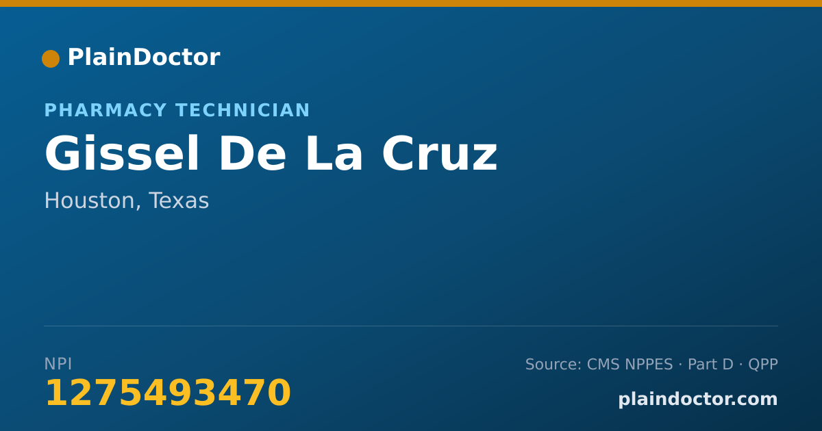 Shareable card for Gissel De La Cruz - Pharmacy Technician, Houston, TX