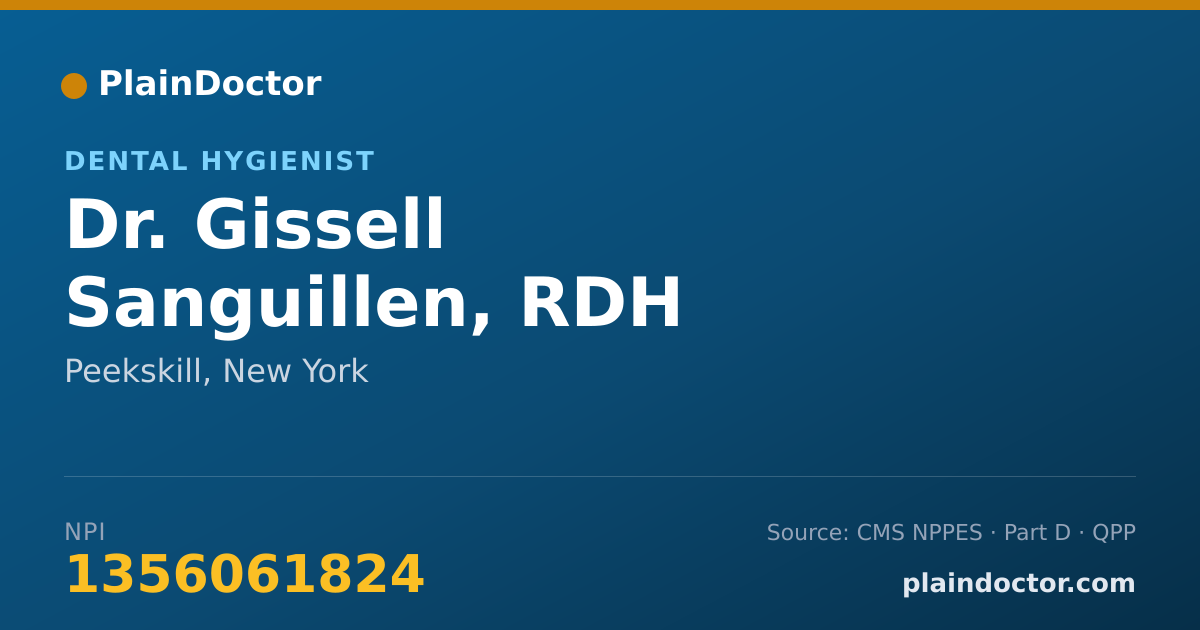 Shareable card for Gissell Sanguillen, RDH - Dental Hygienist, Peekskill, NY