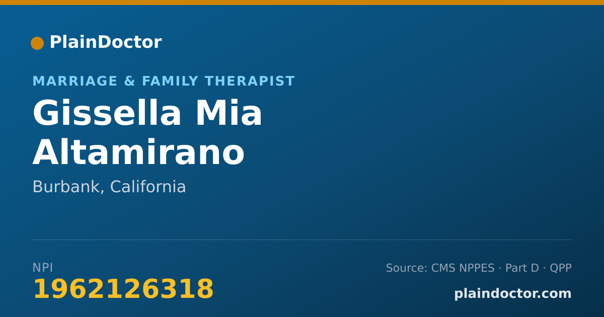 Shareable card for Gissella Mia Altamirano - Marriage & Family Therapist, Burbank, CA