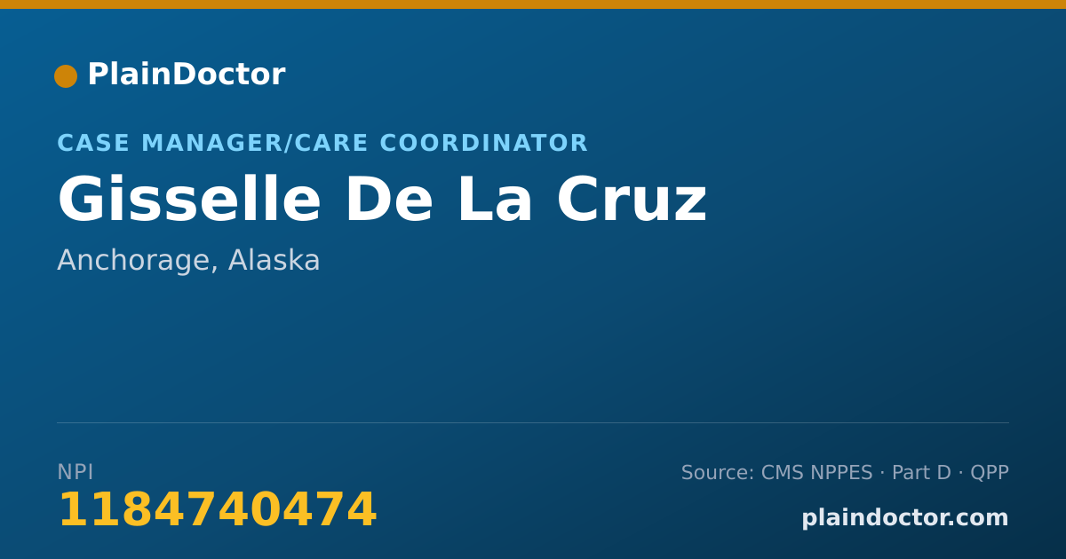 Shareable card for Gisselle De La Cruz - Case Manager/Care Coordinator, Anchorage, AK
