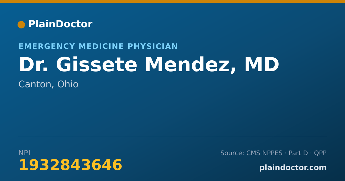Shareable card for Gissete Mendez, MD - Emergency Medicine Physician, Canton, OH