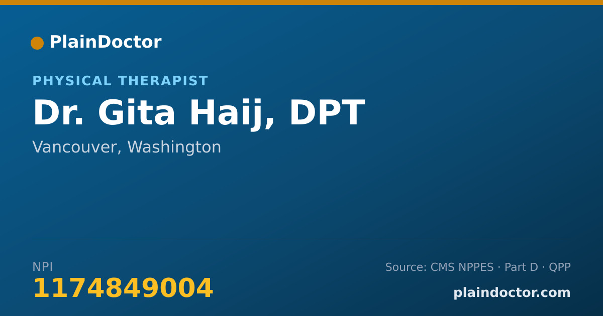 Shareable card for Gita Haij, DPT - Physical Therapist, Vancouver, WA
