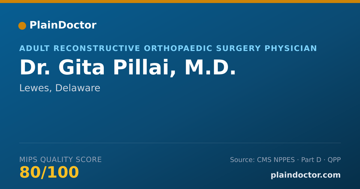 Shareable card for Gita Pillai, M.D. - Adult Reconstructive Orthopaedic Surgery Physician, Lewes, DE