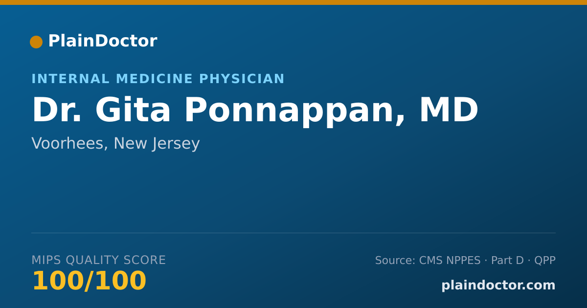 Shareable card for Gita Ponnappan, MD - Internal Medicine Physician, Voorhees, NJ